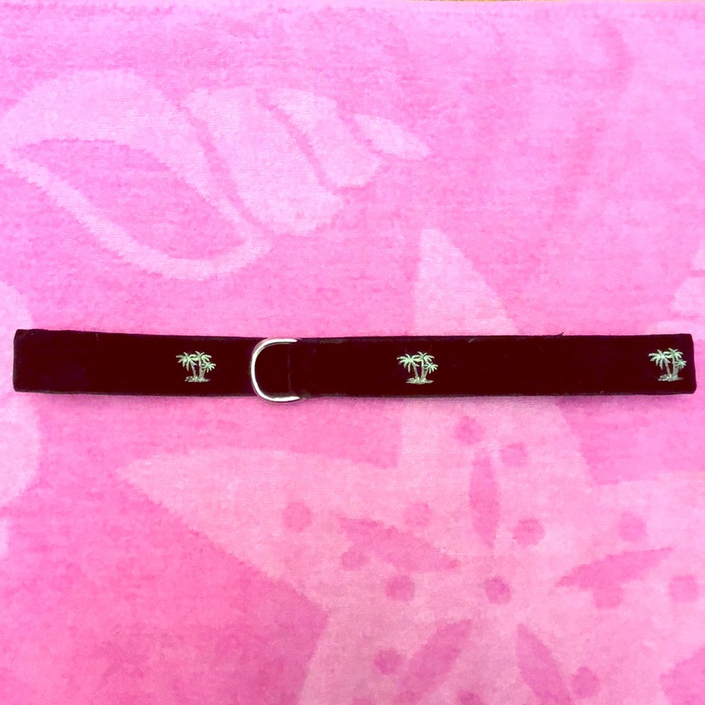 Eliza B. Black Velvet Belt w/ Palm Trees sz M